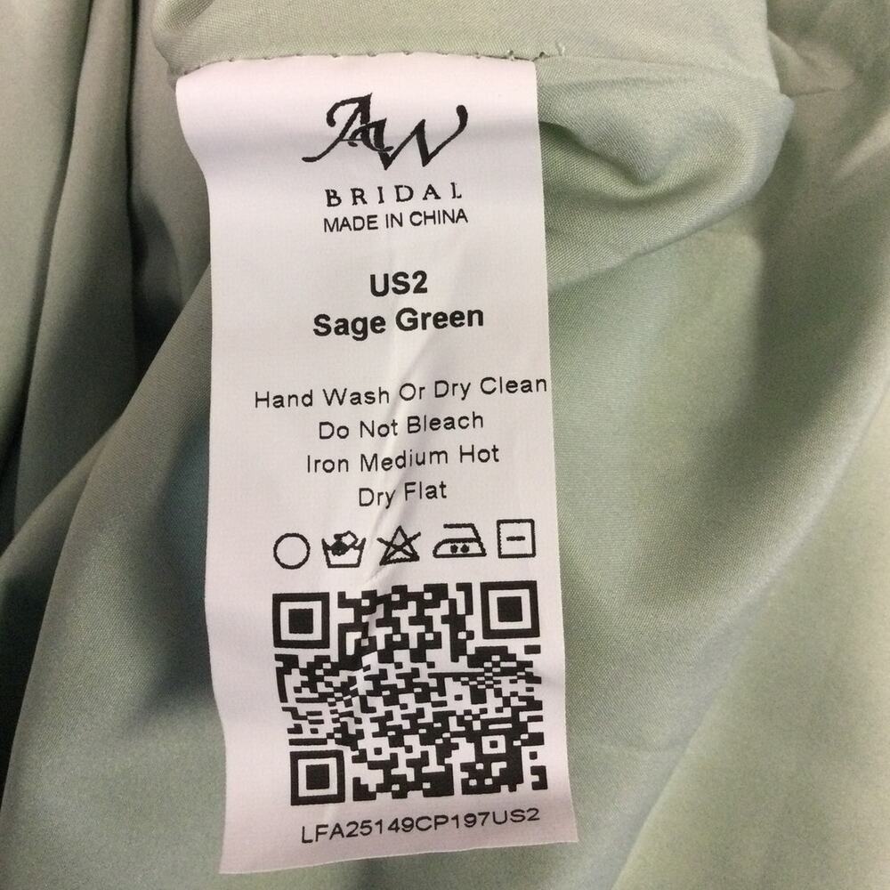 AW BRIDAL 2 XS sage green chiffon Asma tier pleated backless maxi dress NEW B88 - Picture 7 of 7